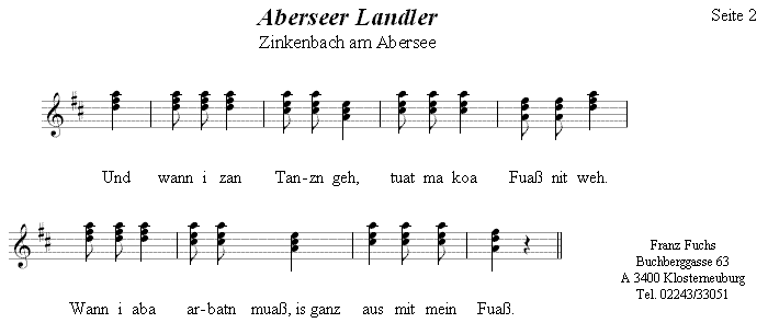 Aberseer Landler Singmelodie in dreistimmigen Noten. 
Bitte klicken, um die Melodie zu h�ren.