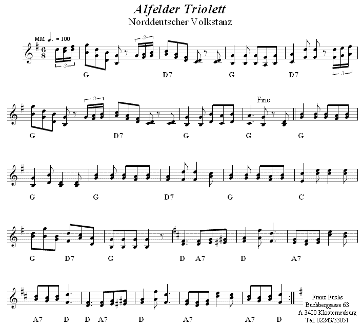 Alfelder Triolett in zweistimmigen Noten. 
Bitte klicken, um die Melodie zu h�ren.