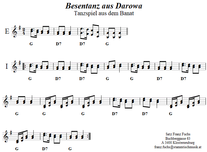 Besentanz aus Darowa in zweistimmigen Noten. 
Bitte klicken, um die Melodie zu hren.