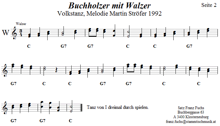 Buchholzer mit Walzer in zweistimmigen Noten, Seite 2. 
Bitte klicken, um die Melodie zu hren.