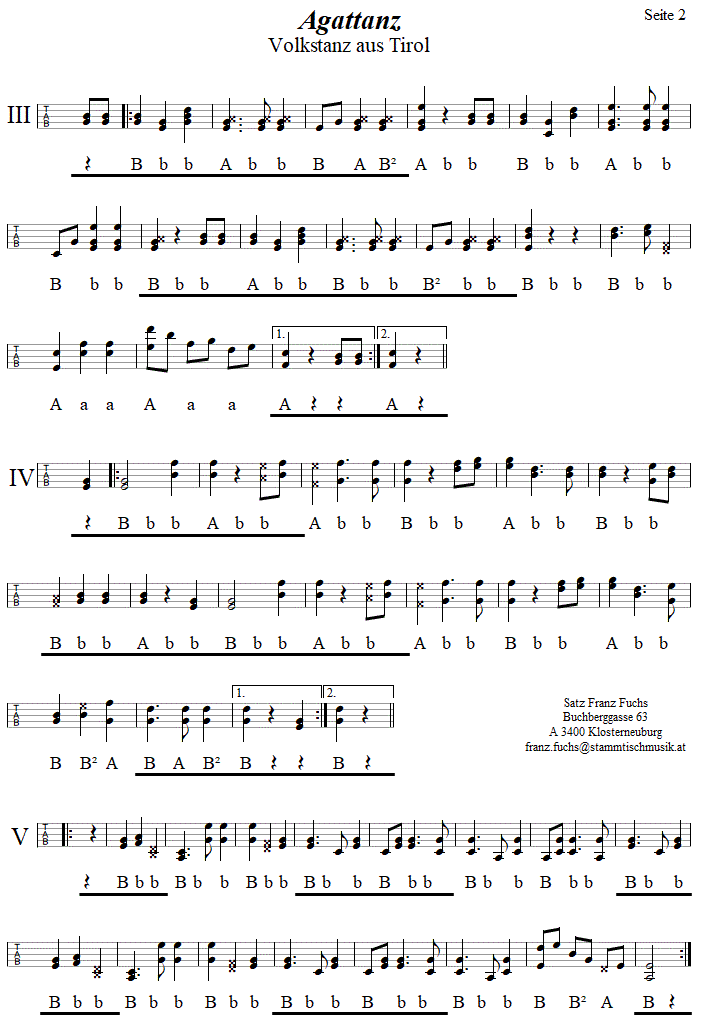 Agattanz 2 in Griffschrift fr Steirische Harmonika. 
Bitte klicken, um die Melodie zu hren.