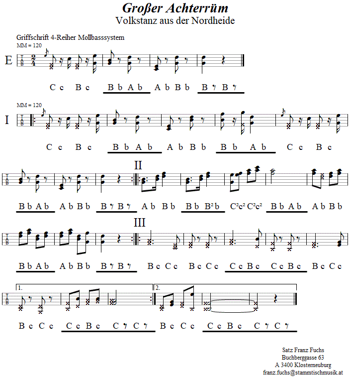 Groer Achterrm in Griffschrift fr Steirische Harmonika. 
Bitte klicken, um die Melodie zu hren.