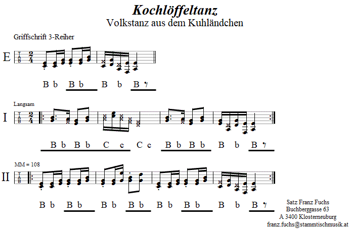Kochlffeltanz in Griffschrift fr Steirische Harmonika. 
Bitte klicken, um die Melodie zu hren.
