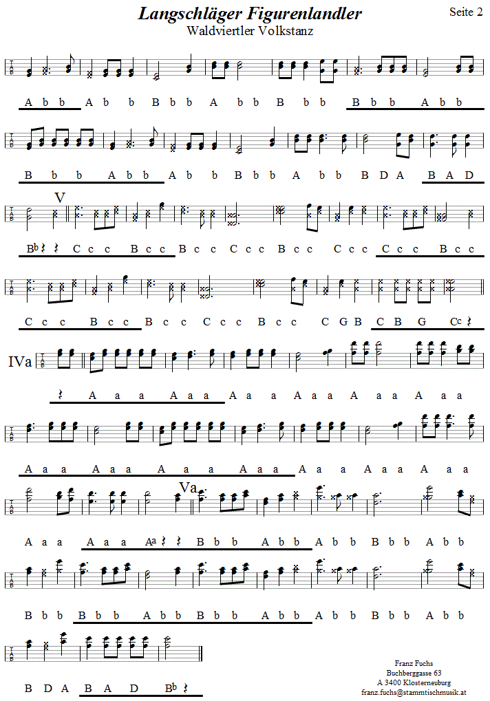 Langschlger Figurenlandler Seite 2 in Griffschrift fr Steirische Harmonika. 
Bitte klicken, um die Melodie zu hren.