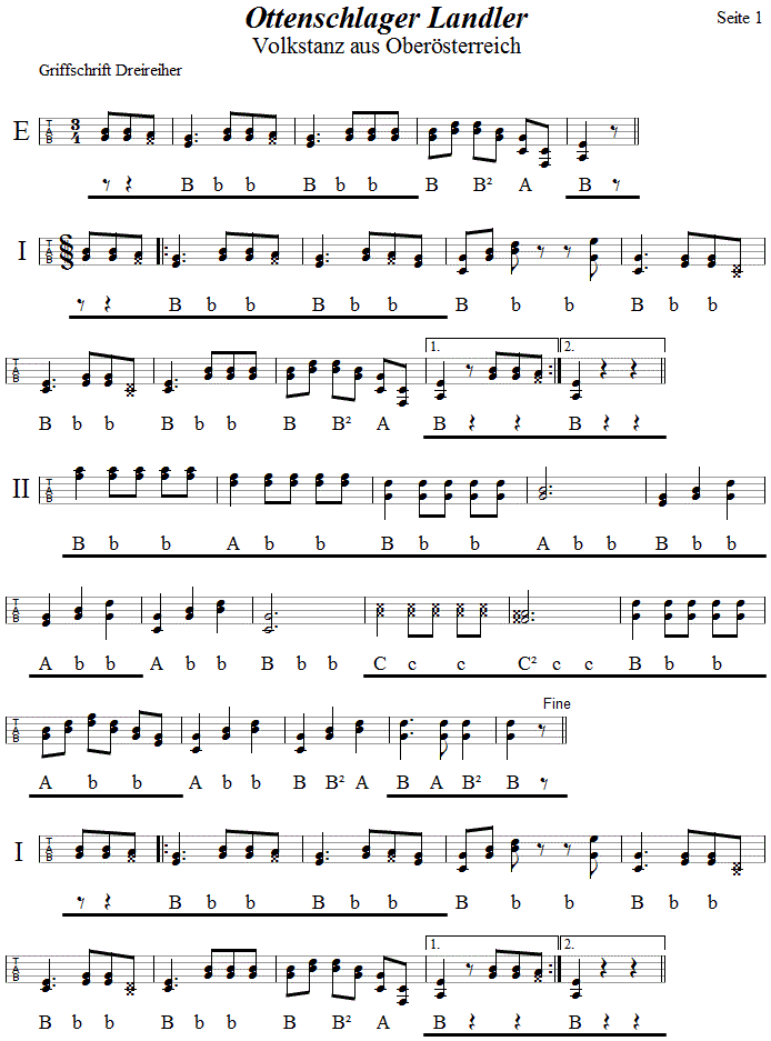 Ottenschlager Landler 1 in Griffschrift fr Steirische Harmonika. 
Bitte klicken, um die Melodie zu hren.