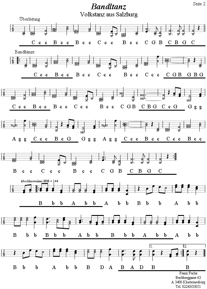 Bandltanz 2 in Griffschrift f�r Steirische Harmonika. 
Bitte klicken, um die Melodie zu h�ren.
