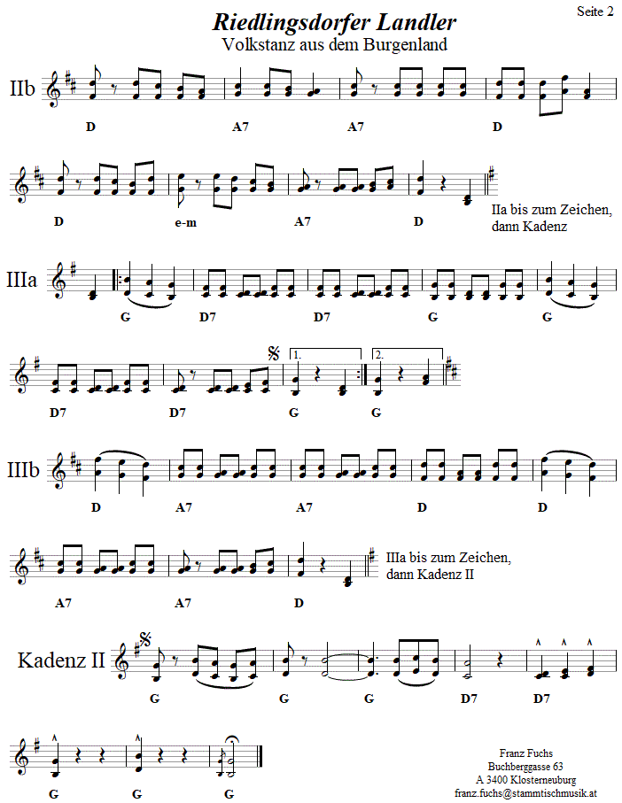 Riedlingsdorfer Landler Seite 2 in zweistimmigen Noten. 
Bitte klicken, um die Melodie zu hren.