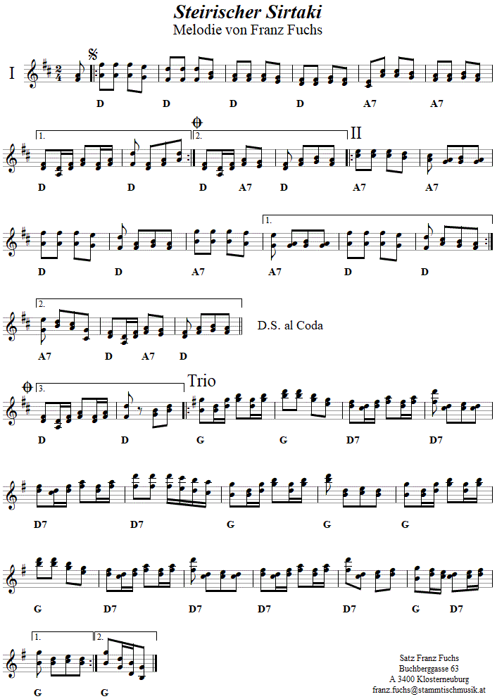 Steirischer Sirtaki in zweistimmigen Noten. 
Bitte klicken, um die Melodie zu hren.