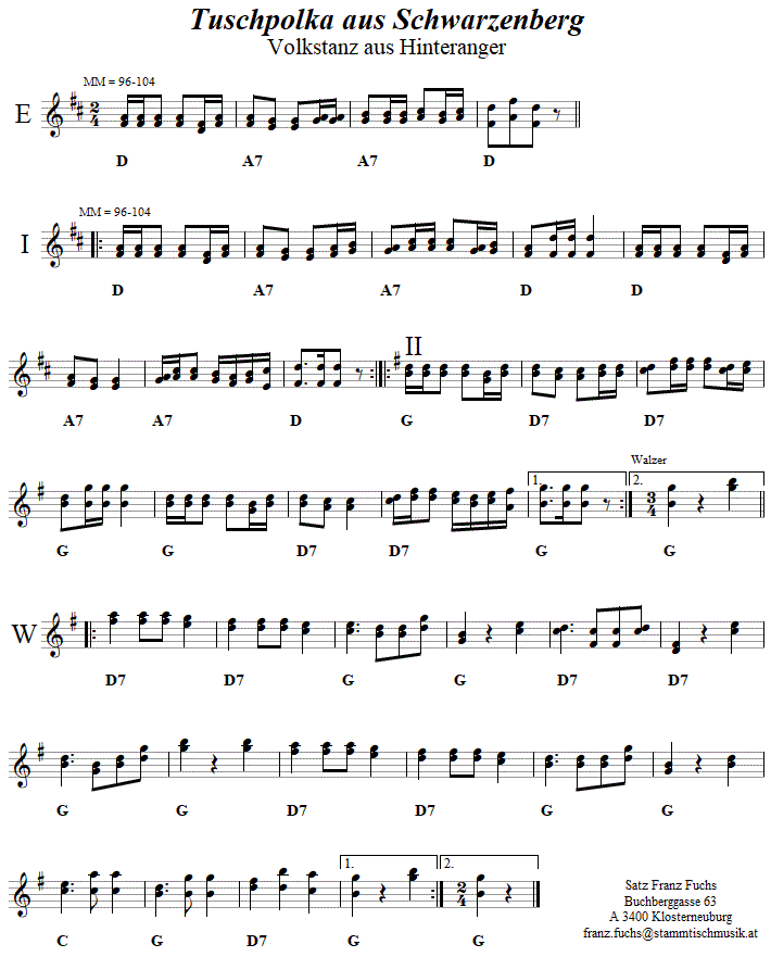 Tuschpolka aus Schwarzenberg in zweistimmigen Noten. 
Bitte klicken, um die Melodie zu hren.