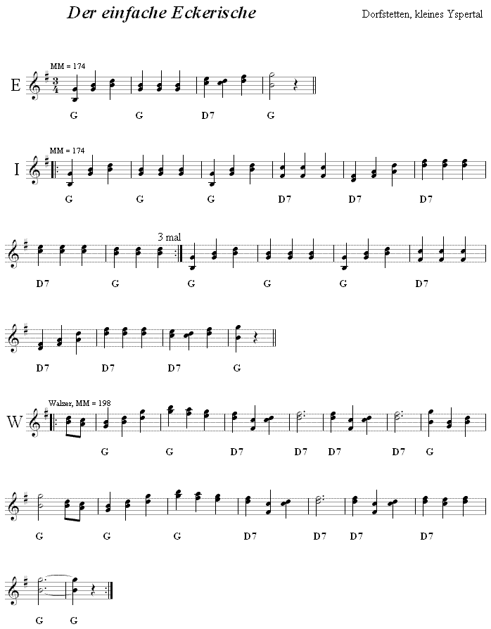 Der einfache Eckerische in zweistimmigen Noten. 
Bitte klicken, um die Melodie zu hren.