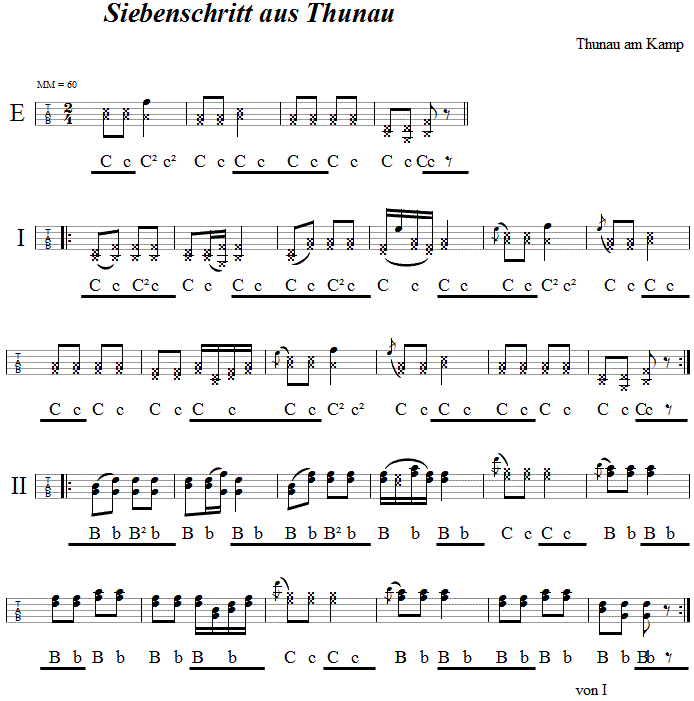 Siebenschritt aus Thunau  in Griffschrift fr Steirische Harmonika. 
Bitte klicken, um die Melodie zu hren.