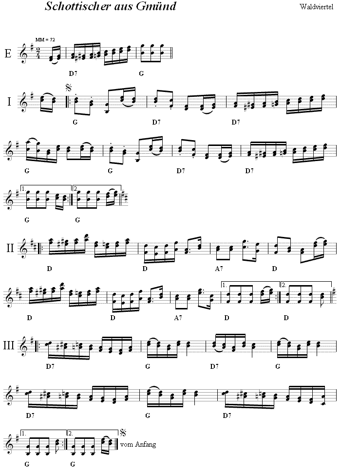 Schottischer aus Gm�nd in zweistimmigen Noten. 
Bitte klicken, um die Melodie zu h�ren.