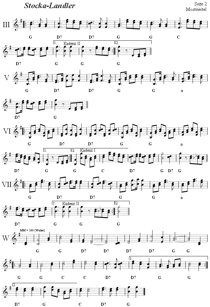Stockalandler, Seite 2, in zweistimmigen Noten. 
Bitte klicken, um die Melodie zu hren.