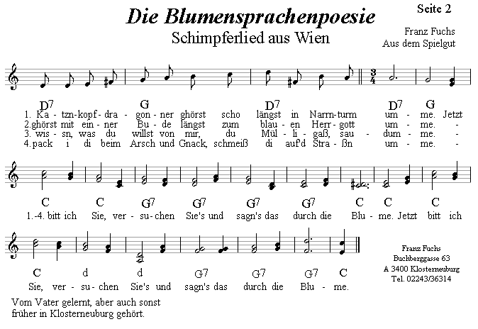 Die Blumensprachenpoesie - Schimpferlied aus Wien, Seite 2