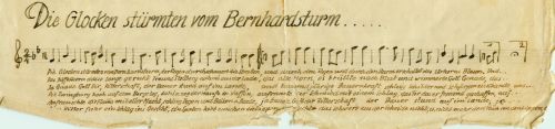 "Die Glocken stürmten vom Bernhardsturm" in der Handschrift meines Vaters.
Bitte klicken, um das Bild zu vergrößern.