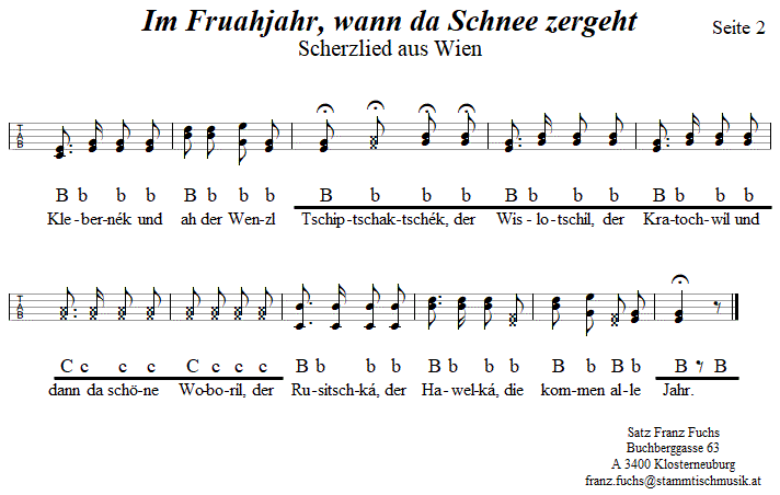 Im Fruahjahr, wann da Schnee zergeht, zweistimmiges Lied, Seite 2