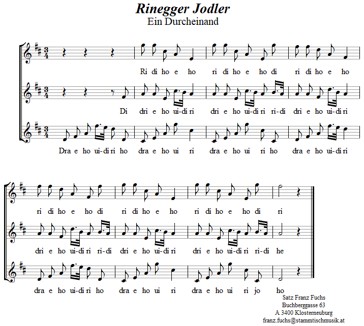 Rinegger Jodler. 
Bitte klicken, um die Melodie zu hren.