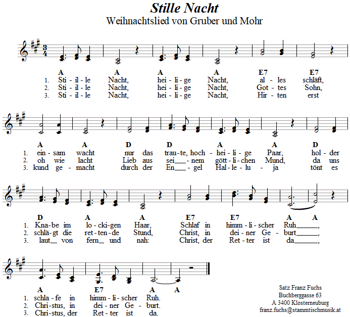 Stille Nacht, Weihnachtslied in zweistimmigen Noten. 
Bitte klicken, um die Melodie zu hren.