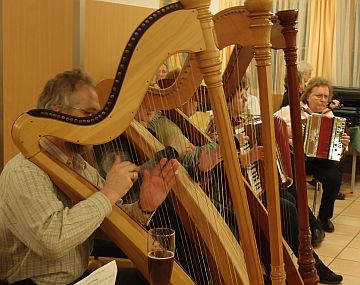 Harfenmusik mit Volker bei der Schulung