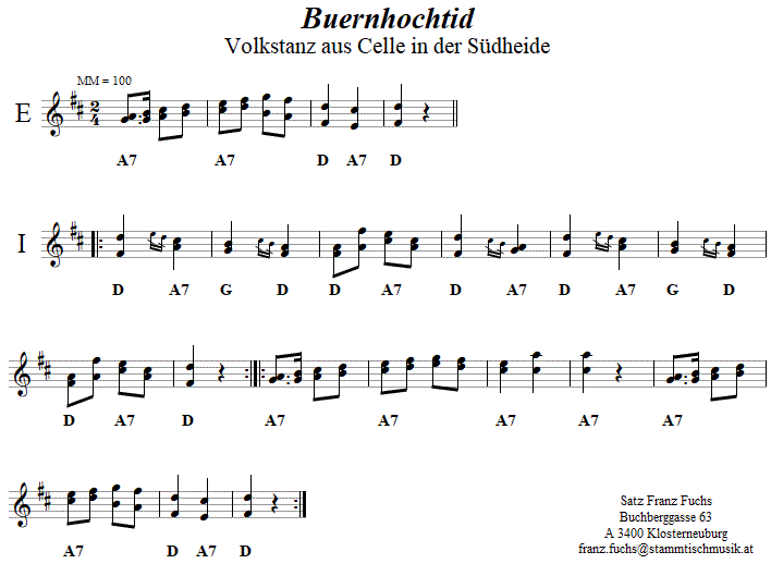 Buernhochtid in zweistimmigen Noten. 
Bitte klicken, um die Melodie zu hren.