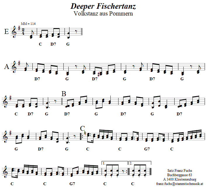 Deeper Fischertanz in zweistimmigen Noten. 
Bitte klicken, um die Melodie zu hren.