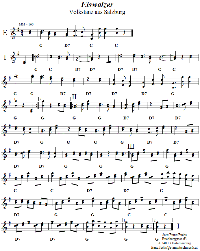 Eiswalzer in zweistimmigen Noten. 
Bitte klicken, um die Melodie zu hren.