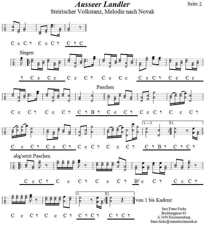 Ausseer Landler 2 in Griffschrift fr Steirische Harmonika. 
Bitte klicken, um die Melodie zu hren.