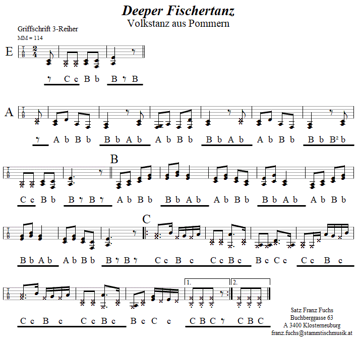 Deeper Fischertanz in Griffschrift fr Steirische Harmonika. 
Bitte klicken, um die Melodie zu hren.