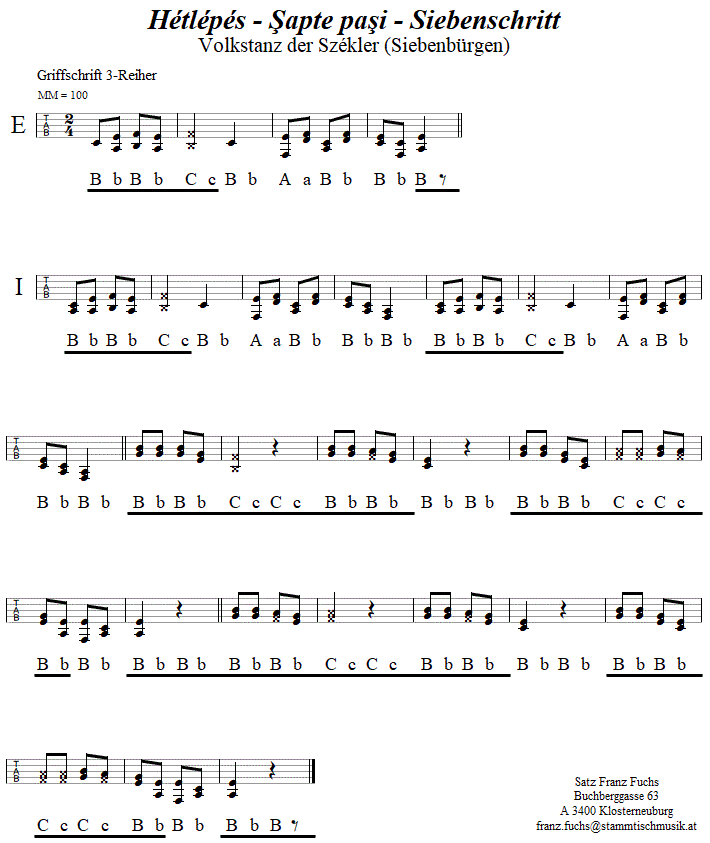 Htlps - Siebenschritt, in Griffschrift fr Steirische Harmonika. 
Bitte klicken, um die Melodie zu hren.