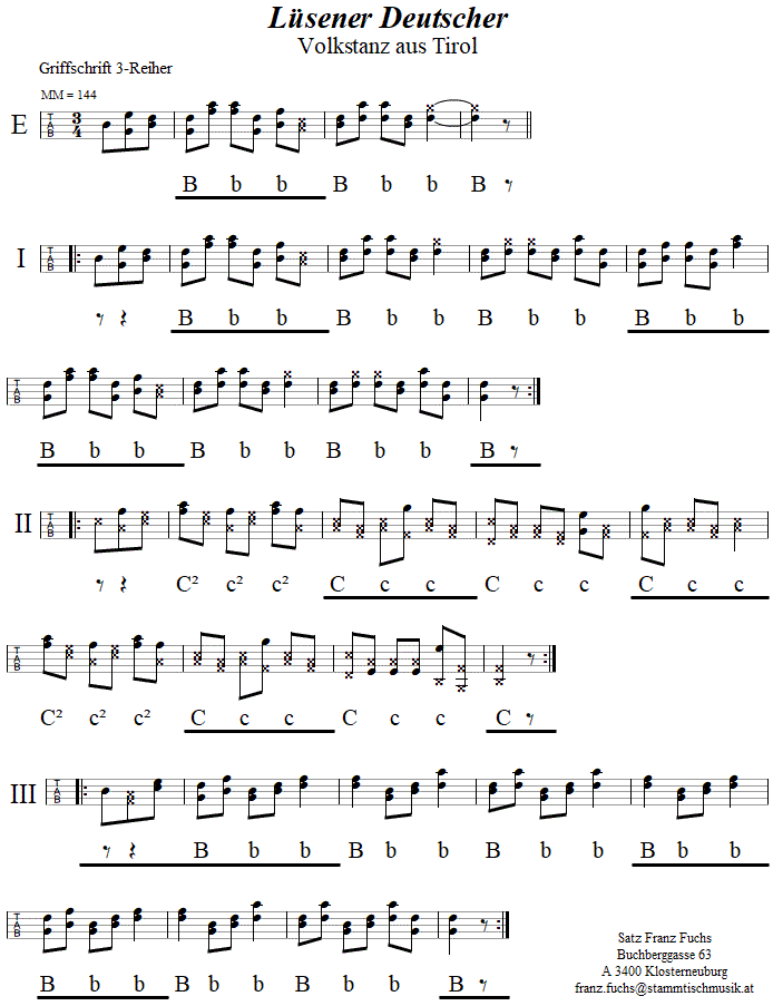 Lsener Deutscher in Griffschrift fr Steirische Harmonika. 
Bitte klicken, um die Melodie zu hren.