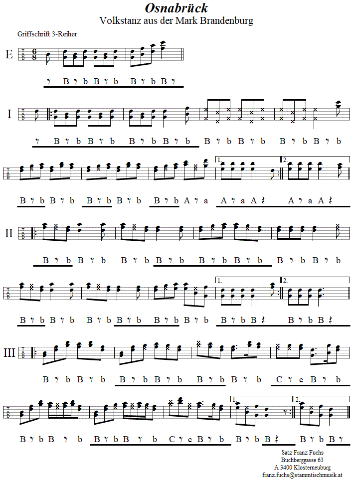 Osnabrck in Griffschrift fr Steirische Harmonika. 
Bitte klicken, um die Melodie zu hren.