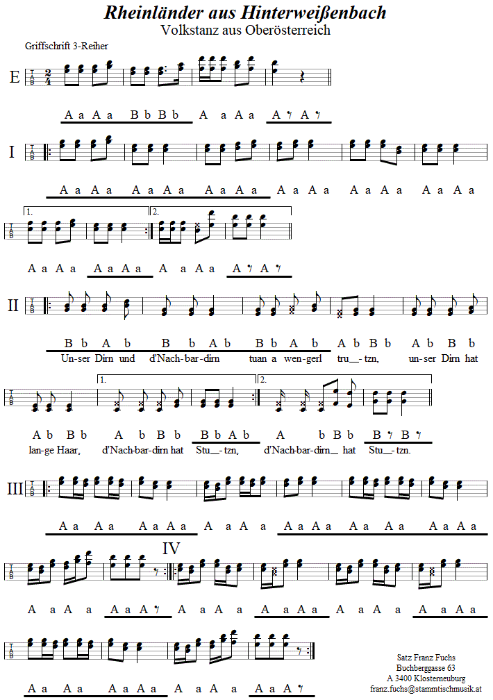 Rheinlnder aus Hinterweienbach in Griffschrift fr Steirische Harmonika. 
Bitte klicken, um die Melodie zu hren.