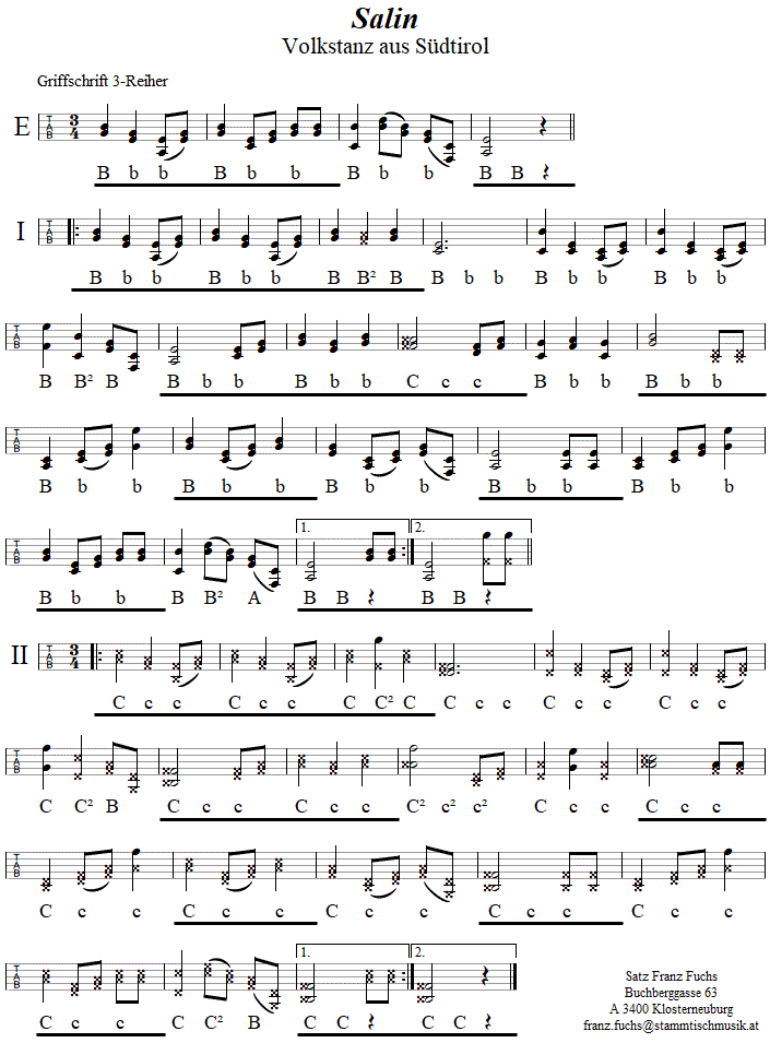 Salin in Griffschrift fr Steirische Harmonika. 
Bitte klicken, um die Melodie zu hren.