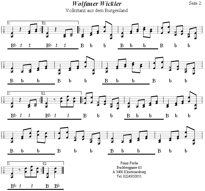 Wolfauer Wickler 2 in Griffschrift für Steirische Harmonika. 
Bitte klicken, um die Melodie zu hören.