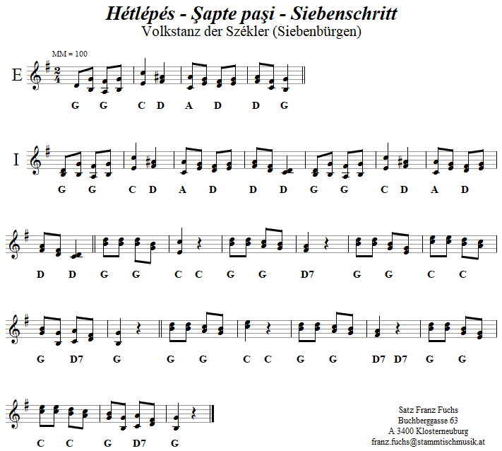 Htlps - Siebenschritt, in zweistimmigen Noten. 
Bitte klicken, um die Melodie zu hren.