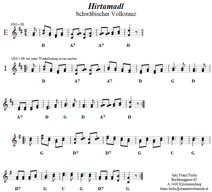 Hirtamadl in zweistimmigen Noten. 
Bitte klicken, um die Melodie zu hren.