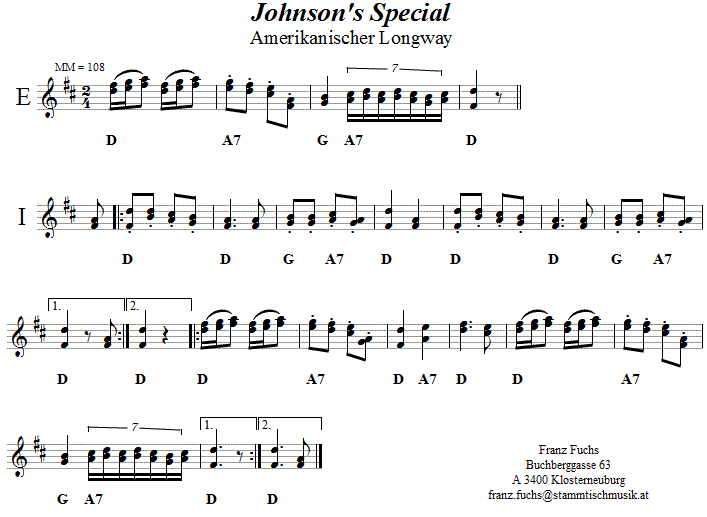 Johnson's Special in zweistimmigen Noten. 
Bitte klicken, um die Melodie zu hören.