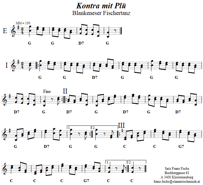 Kontra mit Pl in zweistimmigen Noten. 
Bitte klicken, um die Melodie zu hren.