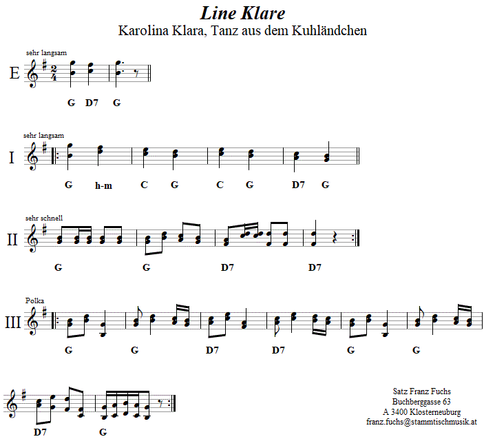 Line Klare in zweistimmigen Noten. 
Bitte klicken, um die Melodie zu hren.