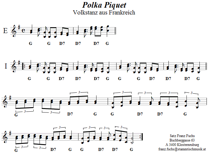 Polka Piquet  in zweistimmigen Noten. 
Bitte klicken, um die Melodie zu hören.