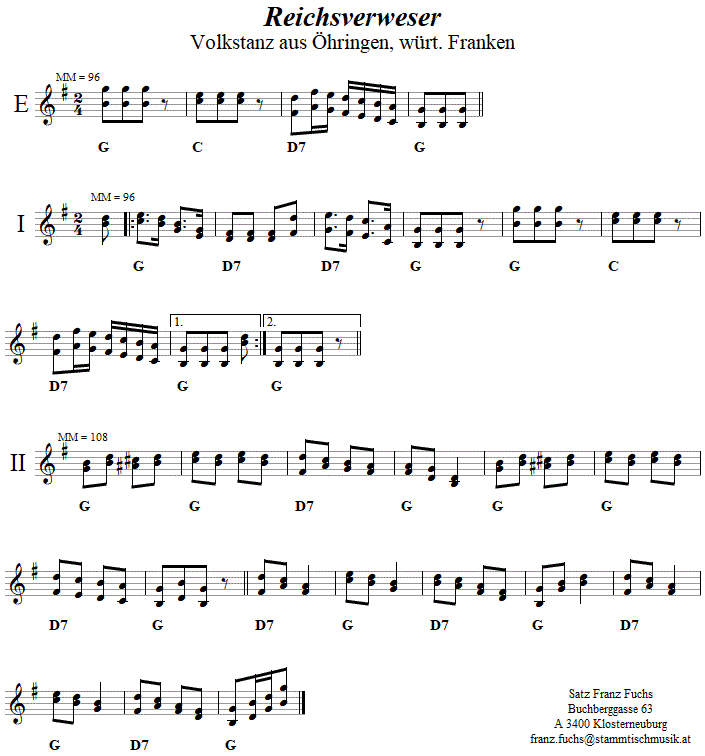 Reichsverweser, in zweistimmigen Noten. 
Bitte klicken, um die Melodie zu hren.