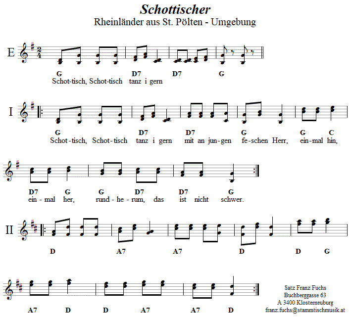 Schottisch aus St. Plten in zweistimmigen Noten. 
Bitte klicken, um die Melodie zu hren.