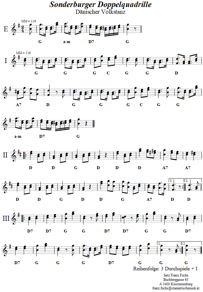 Sonderburger Doppelquadrille in zweistimmigen Noten. 
Bitte klicken, um die Melodie zu hren.