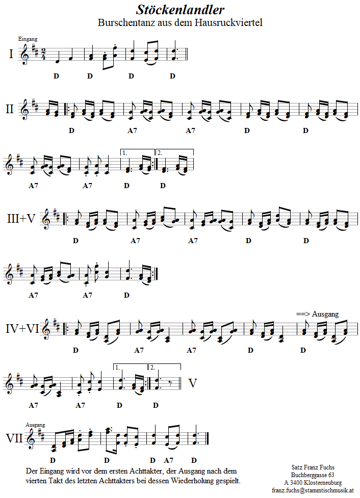 Stckenlandler in zweistimmigen Noten.
Bitte klicken, um die Melodie zu hren.