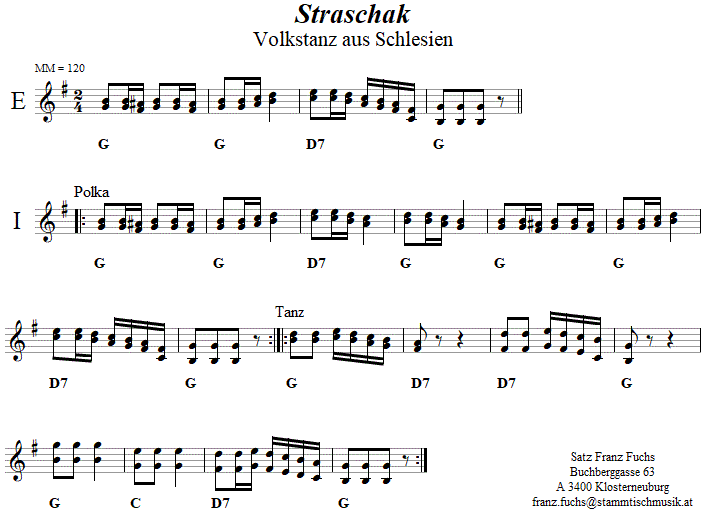 Straschak in zweistimmigen Noten. 
Bitte klicken, um die Melodie zu hren.