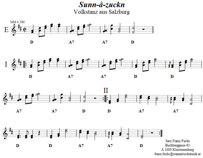 Sunn  zuckn, in zweistimmigen Noten. 
Bitte klicken, um die Melodie zu hren.