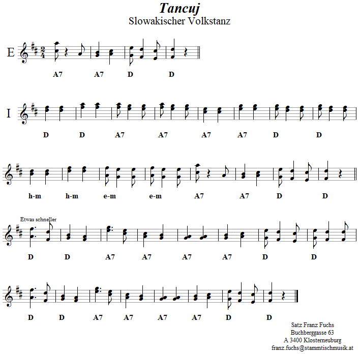 Tancuj in zweistimmigen Noten. 
Bitte klicken, um die Melodie zu hren.