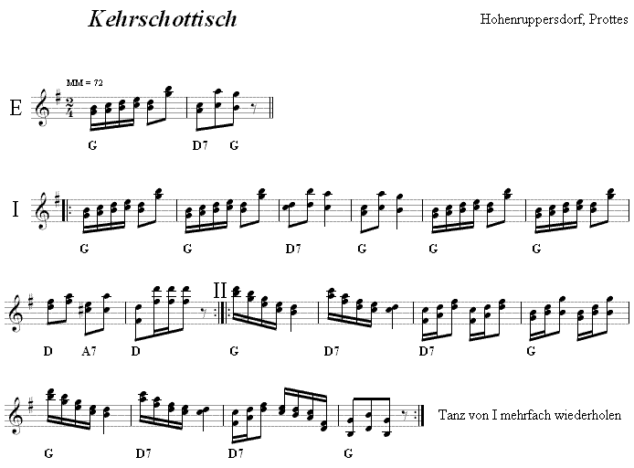 Kehrschottisch in zweistimmigen Noten. 
Bitte klicken, um die Melodie zu hren.