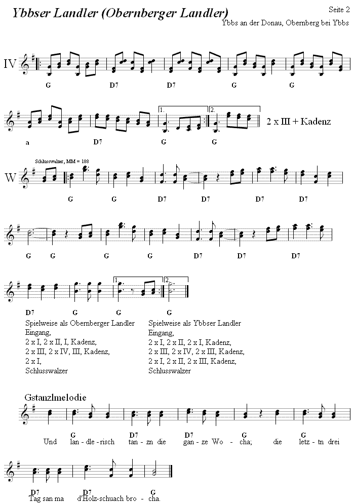 Landler aus Ybbs (Obernberger Landler) 2 in zweistimmigen Noten. 
Bitte klicken, um die Melodie zu hren.