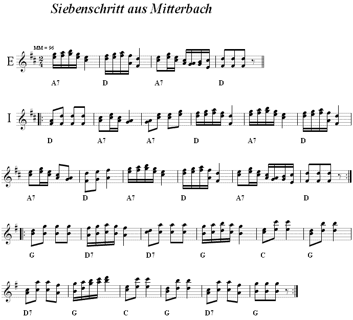 Siebenschritt aus Mitterbach  in zweistimmigen Noten. 
Bitte klicken, um die Melodie zu hren.